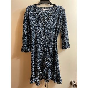 Faithfull the Brand Blue Floral Camel Wrap Dress